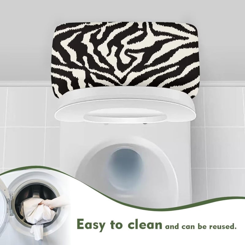 Tesivruno Zebra Stripes Printed Toilet Tank Lid Cover for Bathroom Decor, Anti-Dust Easy Cleaning Toilet Tank Cover Replacement, Fits Most Toilets Tanks, Black and White - Image 4